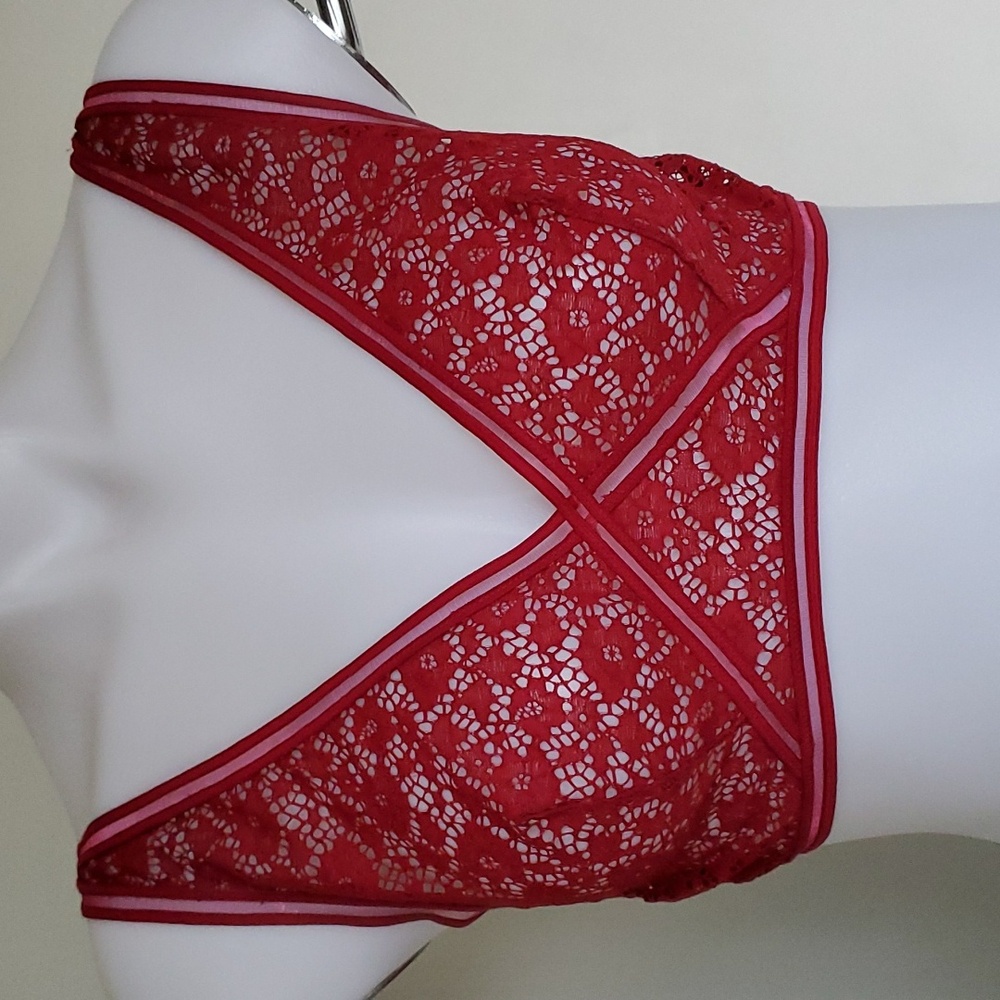 Victorias Secret Very Sexy Sheer Lace Unlined Bralette Bra Dark Red Sz.L